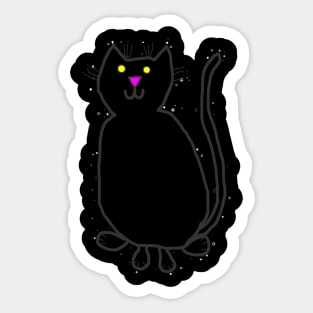 Black Cat with a Halo of Stars Sticker